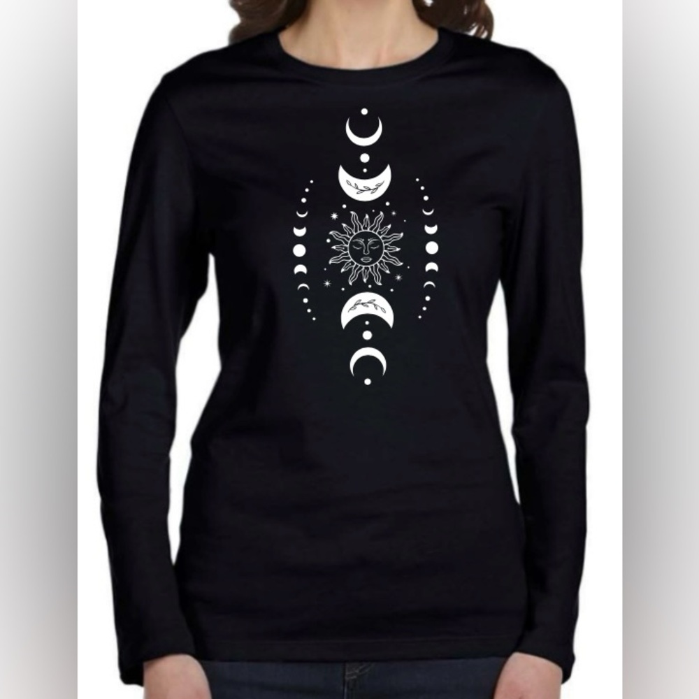 NWT Sun Moon Women’s Cotton Long Sleeve Black L Top